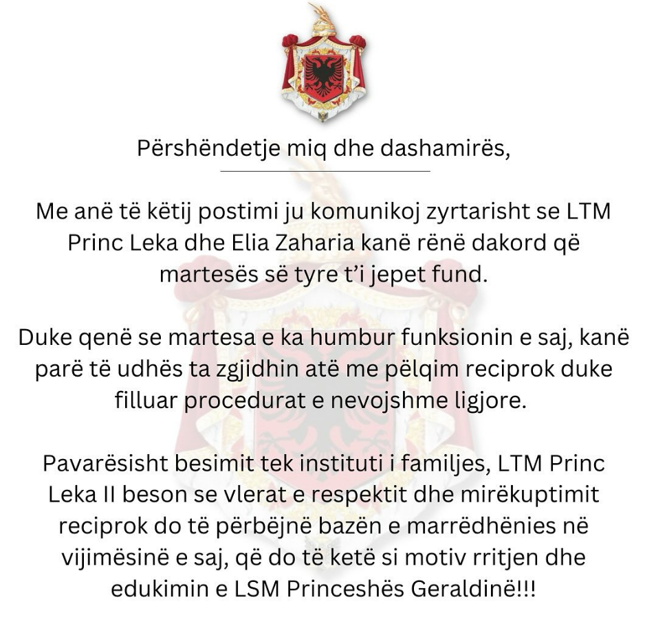 Oborri Mbretëror del me “dekret” zyrtar për ndarjen e